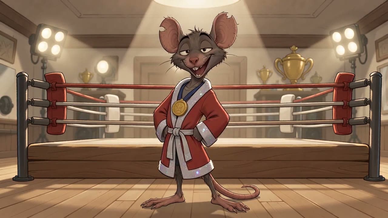 Rathaniel wearing a boxing robe and medal in a customised gym