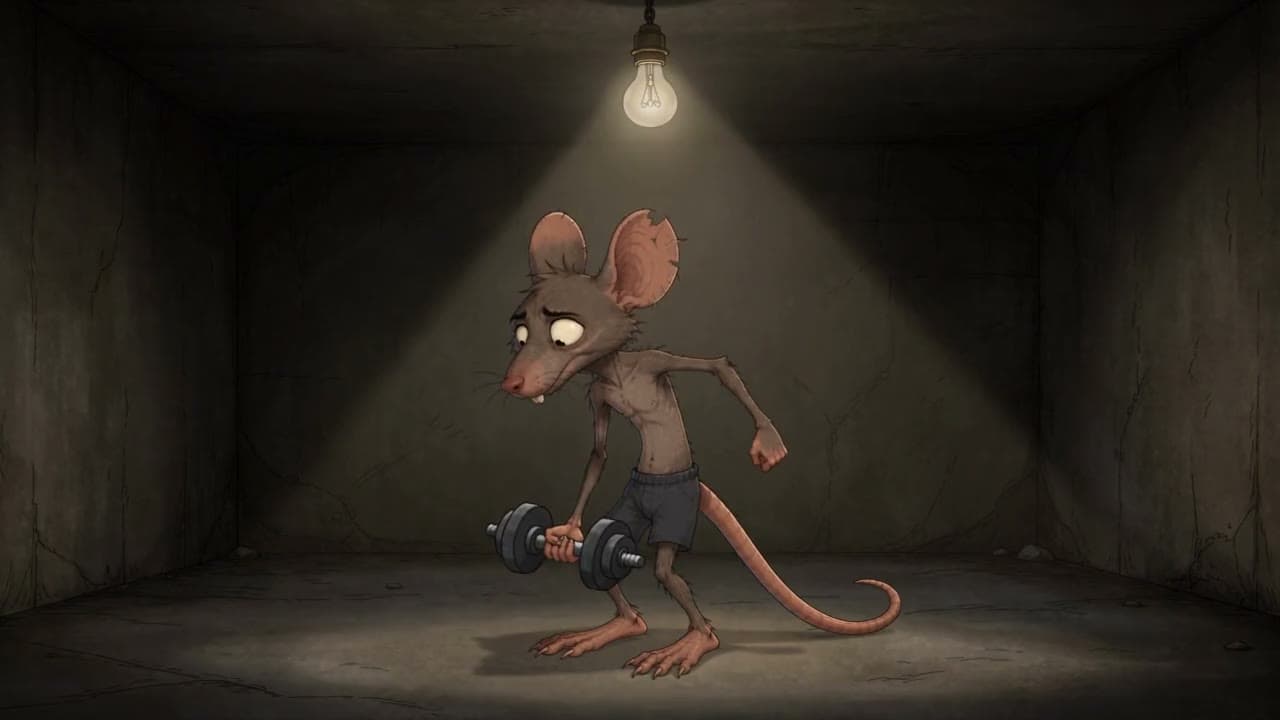 Rathaniel, a tiny rat in his basement gym